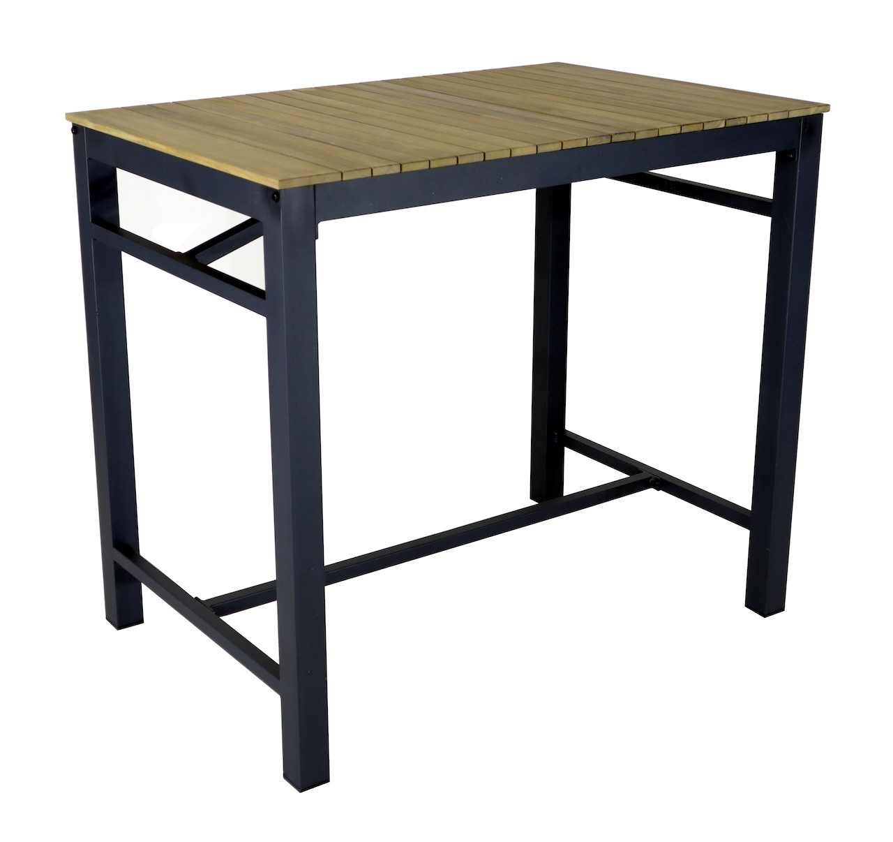 Table haute de jardin en aluminium et acacia FSC - ORLANDO 120 x 80 x 106 - Coloris graphite et acacia