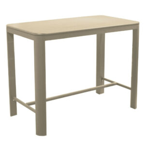 Table haute en aluminium - EOS 140 x 74 - Plateau à lattes - Hauteur 105 cm - Coloris crème