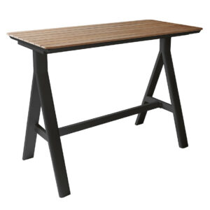 Table haute - LEATHER - 150 x 70 cm - Graphite - Aluminium époxy et teck FSC