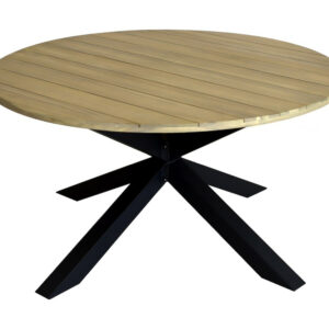 Table ronde de jardin en aluminium et acacia FSC - ORIANE Ø140 - Coloris graphite et acacia