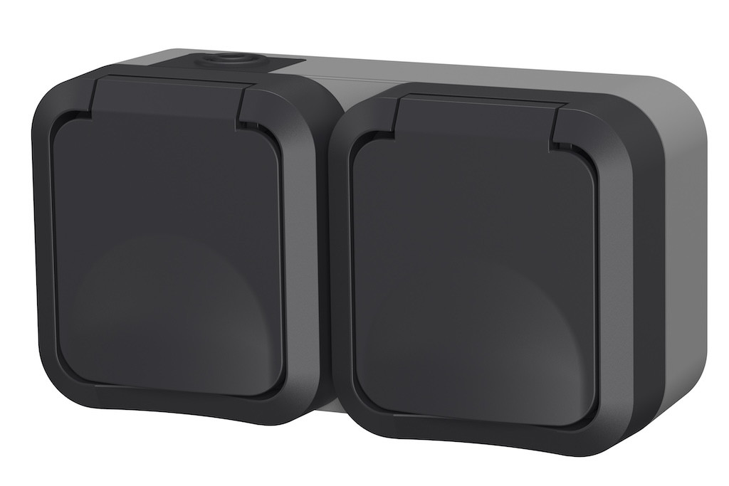 Double prise horizontale extérieur IP55 - Aquapro