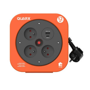 Enrouleur électrique ménager, 3P. 2P+T 16A, 1 USB-A, 1USB-C