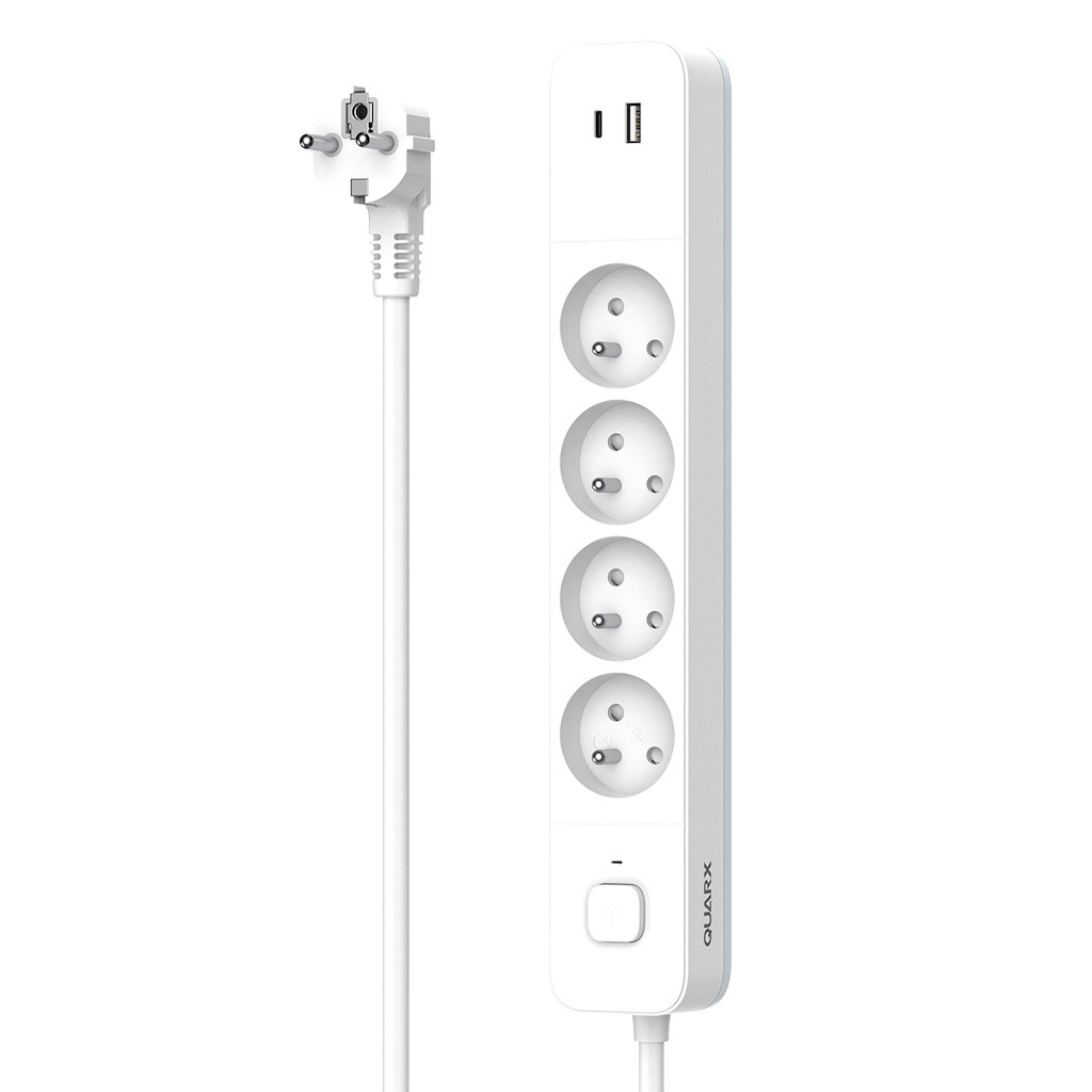 Multiprise 4P 2P+T16A + 1 USB-A +1USB-C, câble 3G1.5mm2, 1,5 mètre