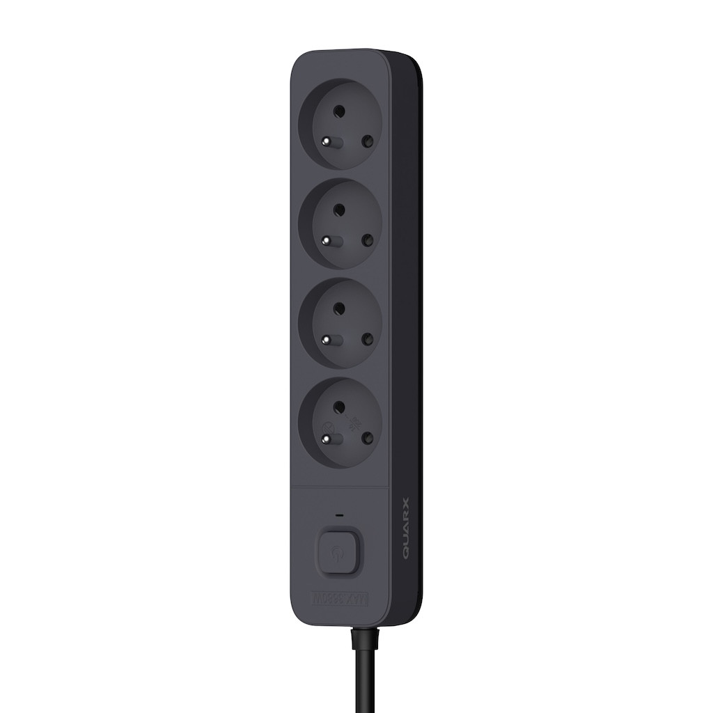 Multiprise 4P 2P+T16A + 3 USB-A, câble 3G1,5mm2, 1,5 mètre, Noir/Gris