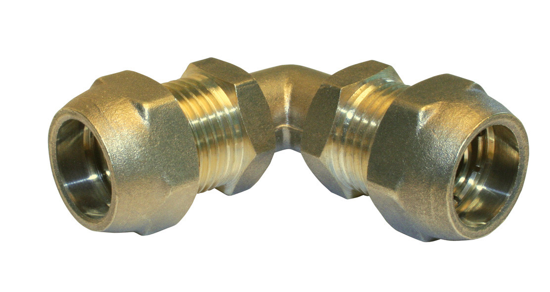 Raccord coudé 90° à compression laiton D.12 pour tube en per