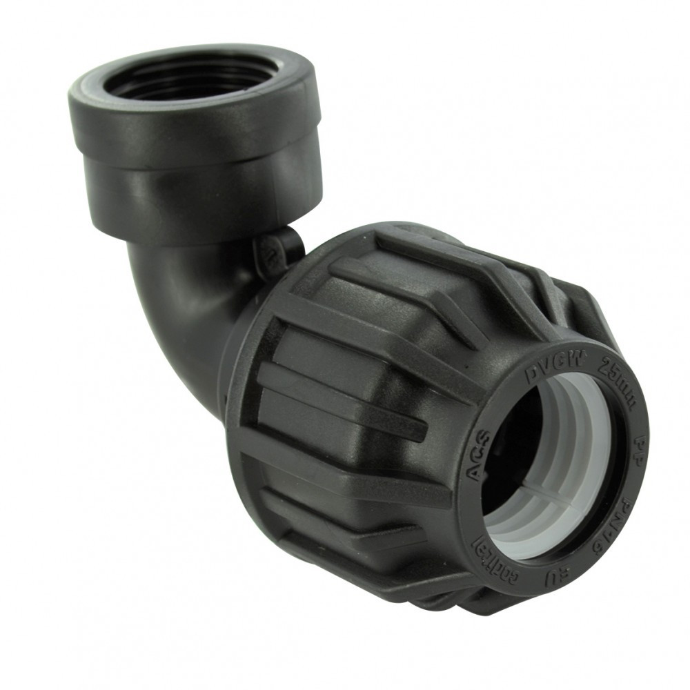 Raccord coudé 90° à compression plastique F 20 x 27 pour tube en per
