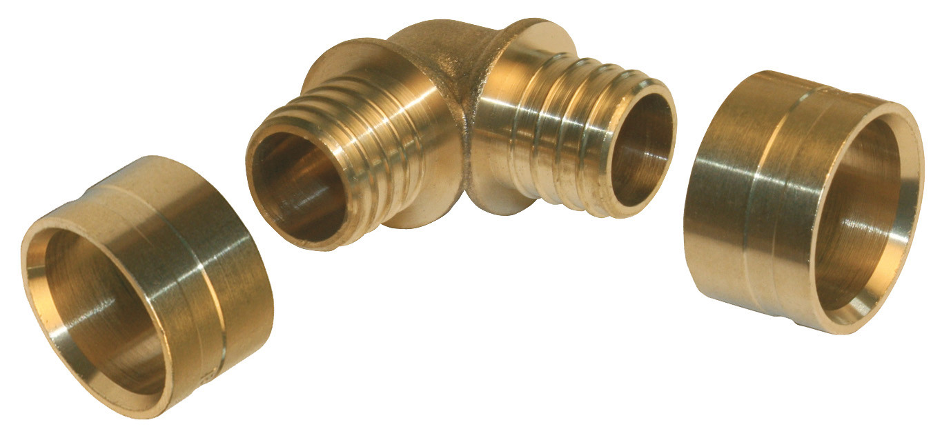 Raccord coudé 90° à glissement laiton D.12 pour tube en per