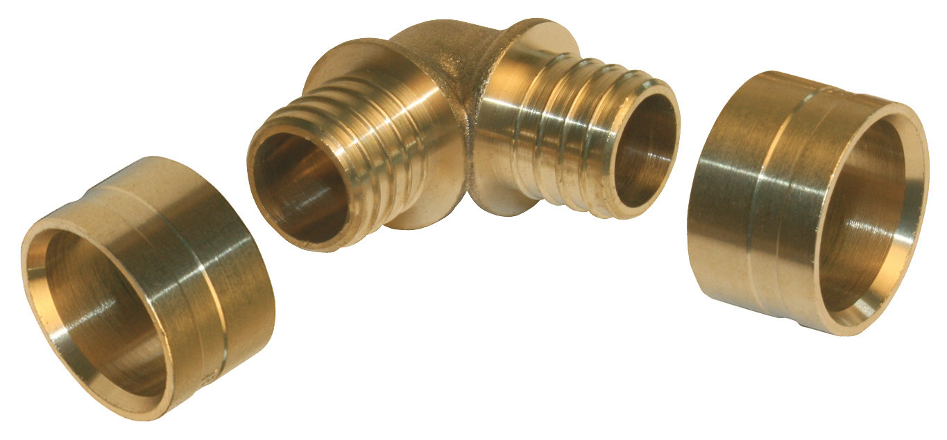 Raccord coudé 90° à glissement laiton D.20 pour tube en per