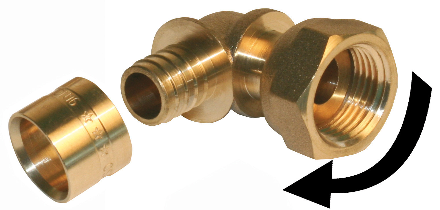 Raccord coudé 90° à glissement laiton F 15 x 21 pour tube en per