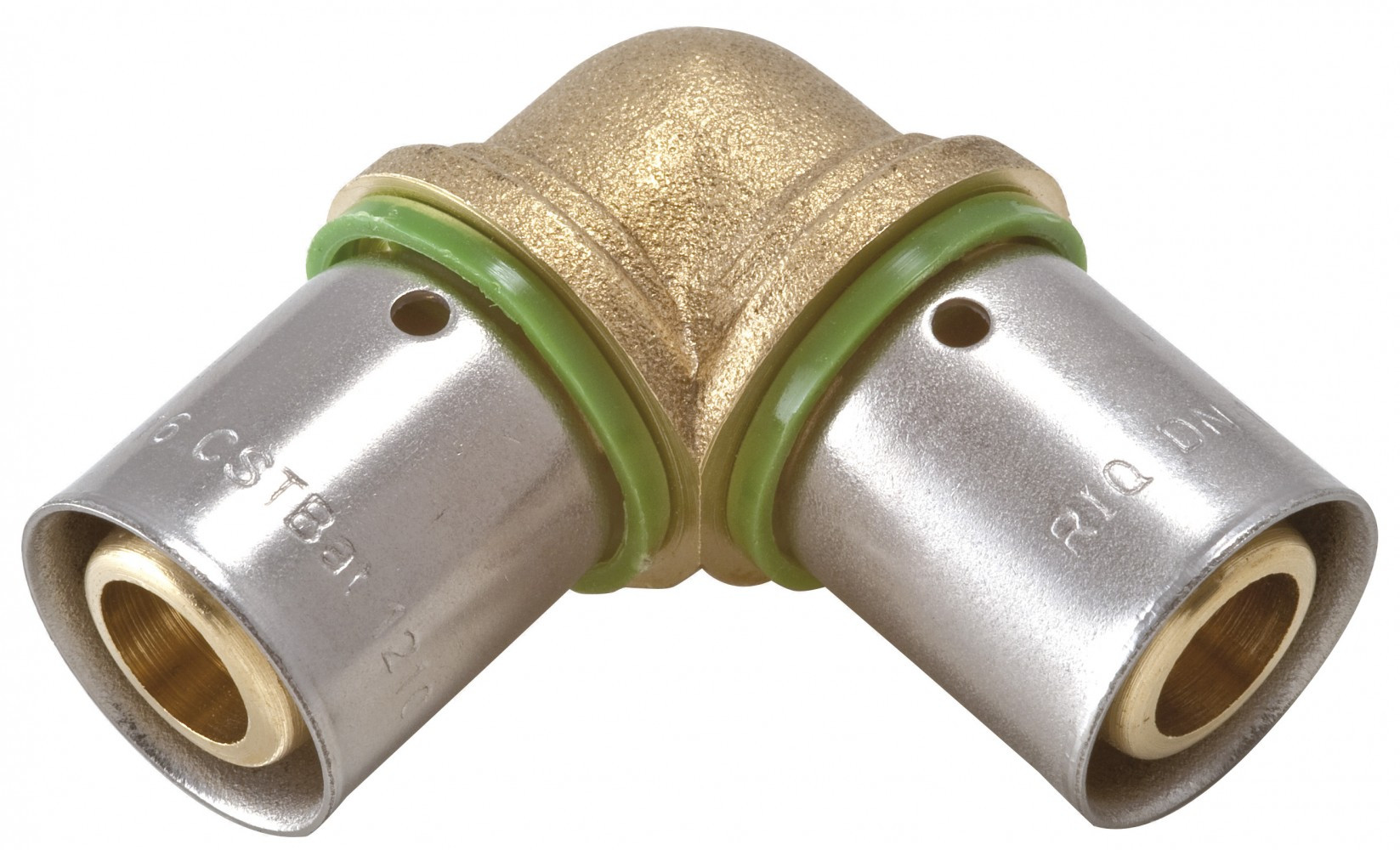Raccord coudé 90° à sertir laiton D.16 pour tube en per