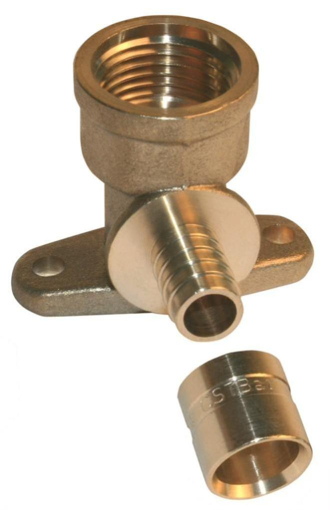 Raccord coudé applique à glissement laiton F 15 x 21 pour tube en per