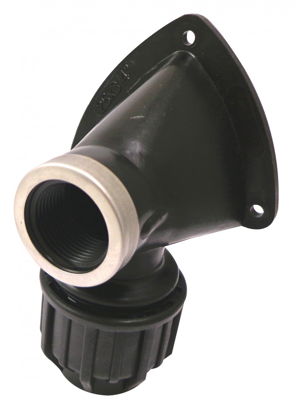 Raccord coudé applique compression plastique F 20 x 27, tube en polyéthylène
