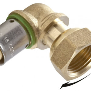 Raccord coudé avec écrou libre à sertir laiton F 15 x 21 pour tube en per
