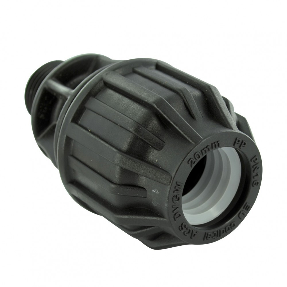 Raccord droit à compression plastique M 20 x 27 pour tube en polyéthylène