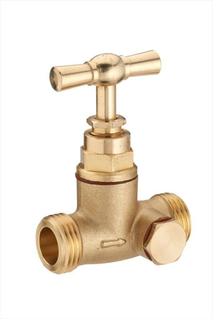 Robinet d'arrêt purgeur 2 bouchons mâle/mâle 15 x 21mm