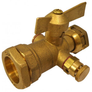 Robinet de compteur à compression laiton 19 x 25 pour tube en polyéthylène
