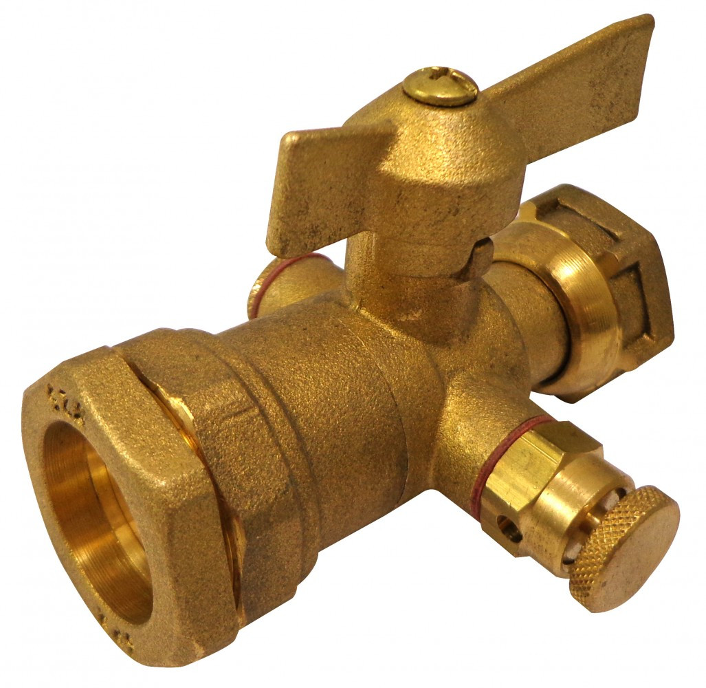 Robinet de compteur à compression laiton 19 x 25 pour tube en polyéthylène