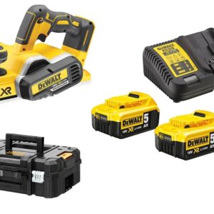 Rabot 18 V XR + 2 batteries 5 Ah + chargeur multivoltage + coffret T-STAK DEWALT DCP580P2-QW