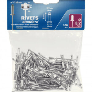 Lot de 100 rivets aluminium Diam.3.2 x H.8 mm RAPID
