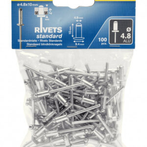 Lot de 100 rivets aluminium Diam.4.8 x H.10 mm RAPID