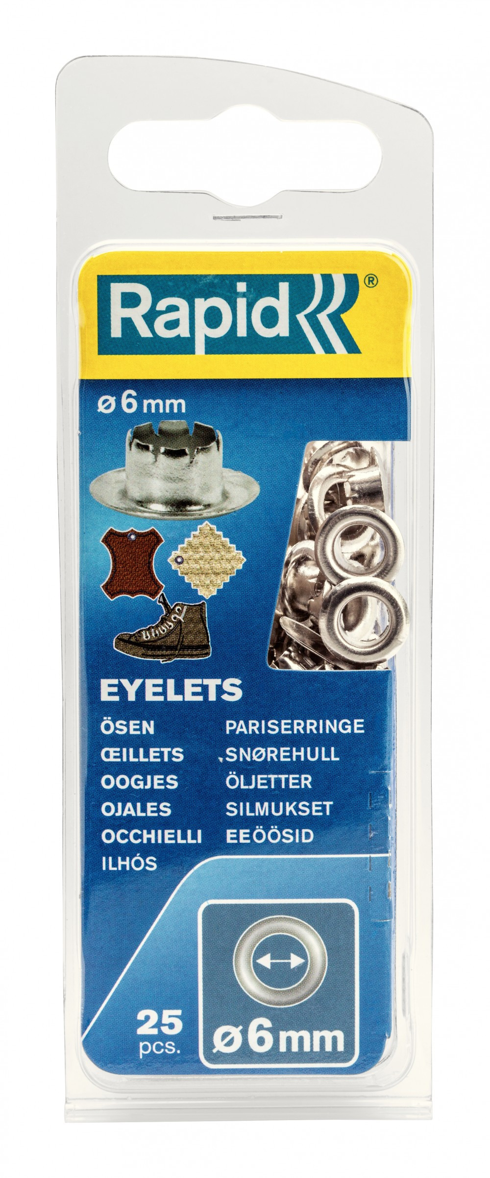 Lot de 25 oeillets acier Diam.6 RAPID