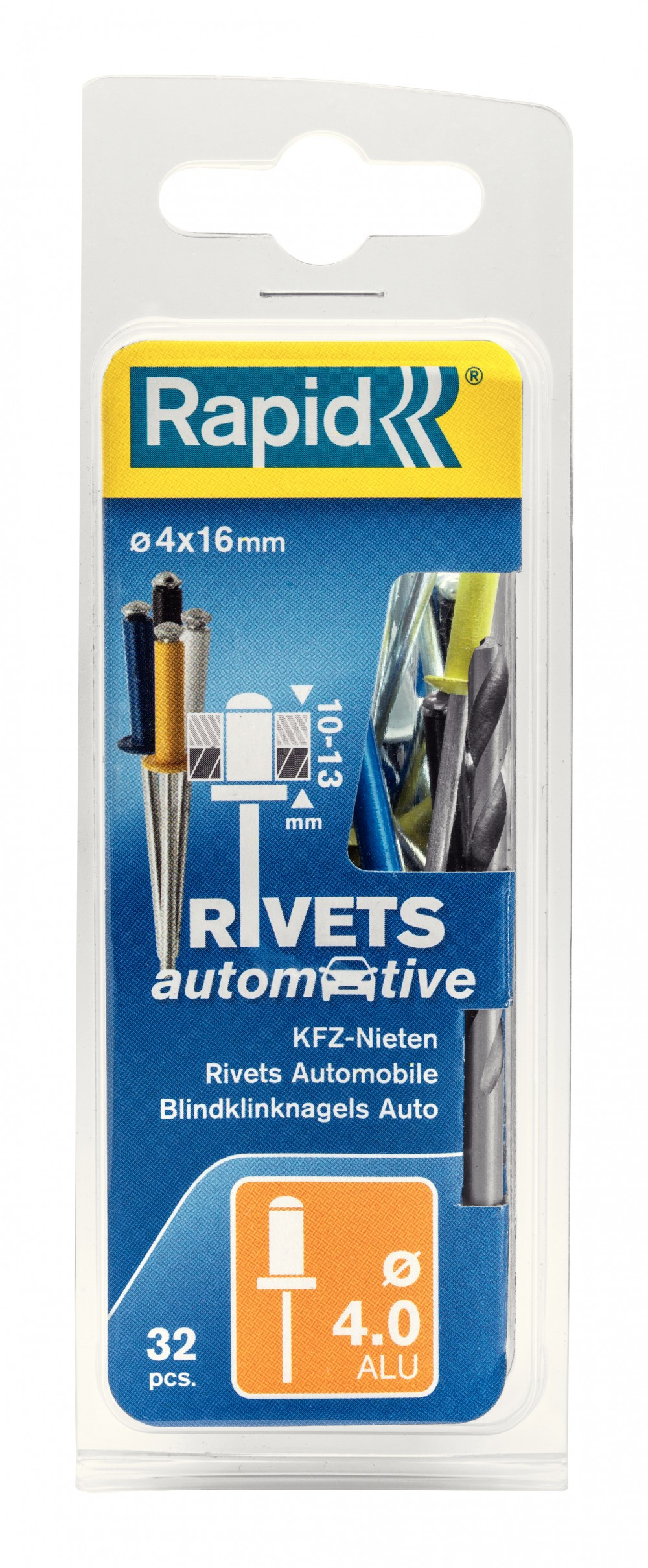 Lot de 32 rivets aluminium Diam.4 x H.16 mm RAPID