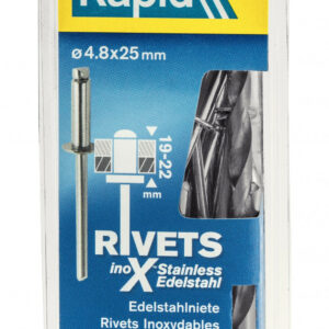 Lot de 50 rivets acier inoxydable Diam.4.8 x H.25 mm avec forêt