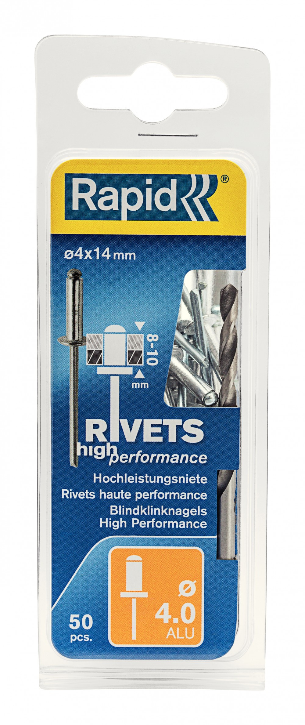 Lot de 50 rivets aluminium Diam.4 x H.14 mm RAPID
