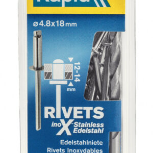 Lot de 50 rivets inox Diam.4.8 x H.18 mm RAPID