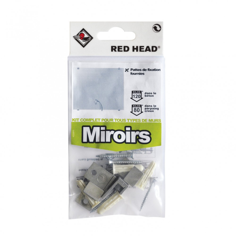 kit chevilles à expansion miroir RED HEAD, Diam.6 x L.25 mm