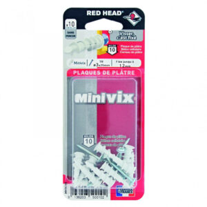 Lot de 10 chevilles et vis à visser minivix RED HEAD, Diam.5 x L.25 mm
