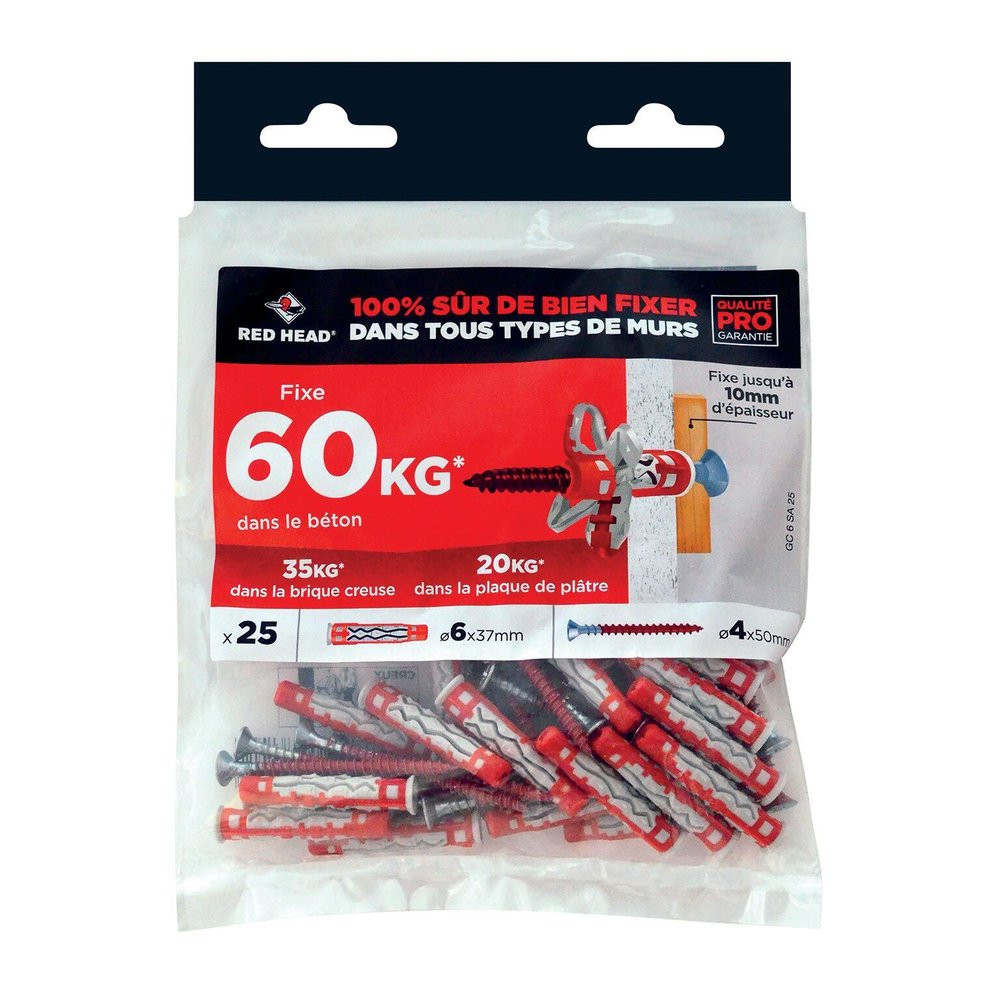Lot de 25 mx gamme couleur RED HEAD, 6 x L.37 mm