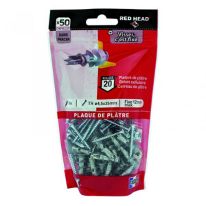 Lot de 50 chevilles et vis à visser vix VXTRDP50 RED HEAD