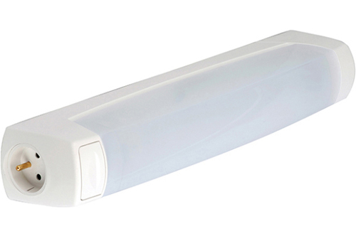 Réglette salle de bain EO S19 sans source lumineuse blanc SSL interrupteur PC 2P+TLEBENOID 055215
