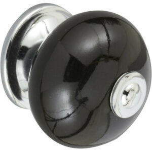 Bouton de meuble Boule noir porcelaine H.38 x l.40 x P.40 mm