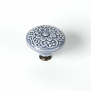 Bouton de meuble Rond porcelaine brillant bleu H.27 x l.44 x P.44 mm