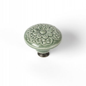 Bouton de meuble Rond porcelaine brillant vert H.27 x l.44 x P.44 mm