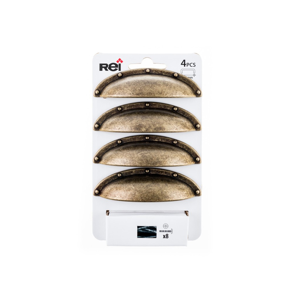 Lot de 4 poignées de meuble entraxe 64 mm zamak vieilli