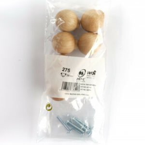 Lot de 6 boutons de meuble Boule hêtre bois H.32 x l.29 x P.29 mm