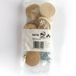 Lot de 6 boutons de meuble Rond bois brut H.22 x l.39 x P.39 mm
