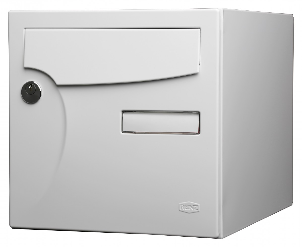 Boîte aux lettres normalisée 1 porte extérieur RENZ acier blanc brillant