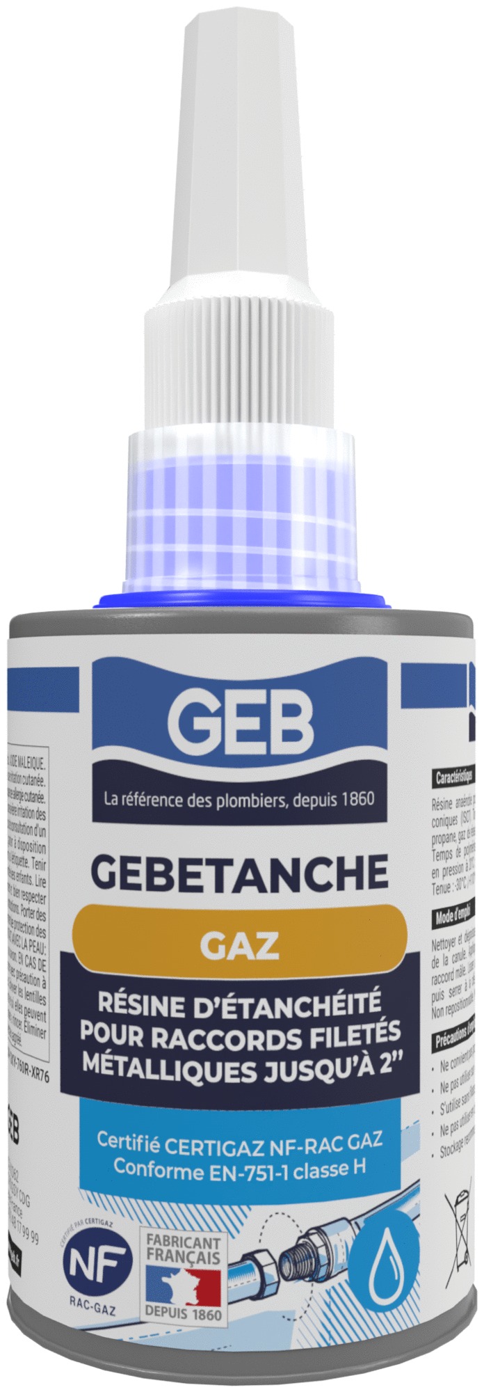 Résine d'étanchéité anaérobie GEBETANCHE GAZ flacon 75 ml GEB 114609