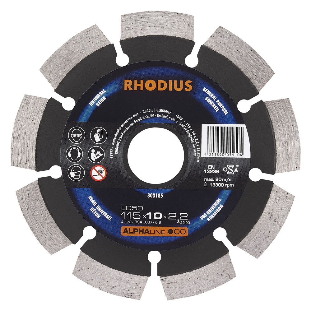 Disque de tronconnage diamant - ALPHALINE - LD50 - 115 X 10,0 X 2,2 X 22,23mm