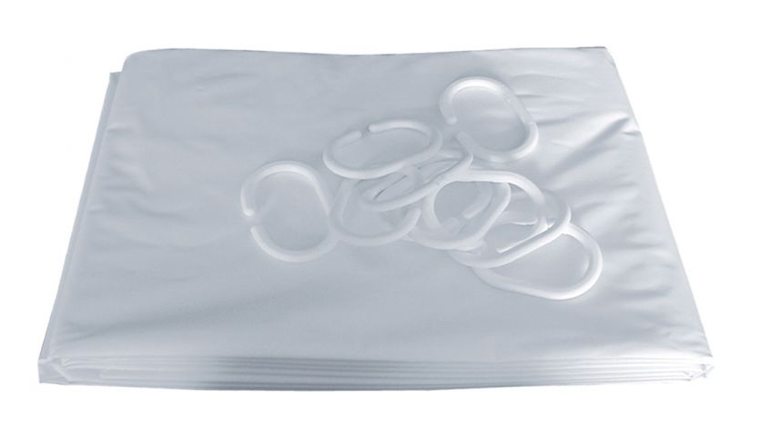 Rideau de douche en PVC blanc 2000x1500 avec 10 anneaux PELLET 804152
