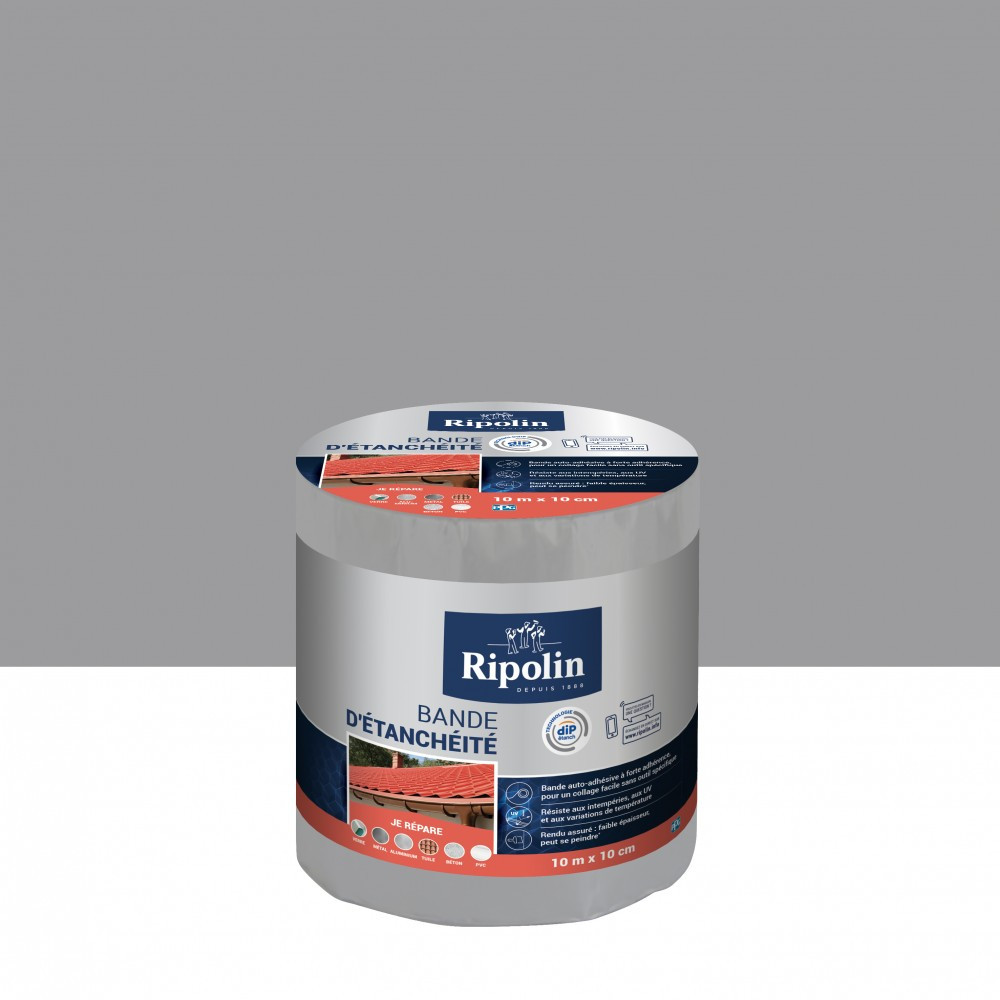 Bande d'étanchéité Adhésive ripolin, 10 m x 10 cm, gris