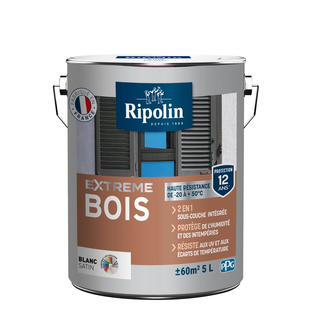 Peinture bois extreme ripolin base blanche 5l