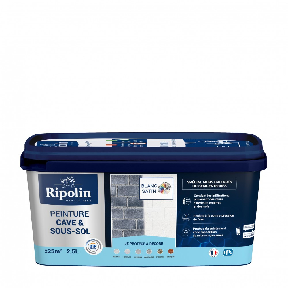 Peinture cave et sol Rip etanch, RIPOLIN blanc 2.5 l