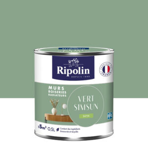 Peinture intérieur mur/boiserie/radiateur satiné, RIPOLIN, vert simsun, 0.5 litre