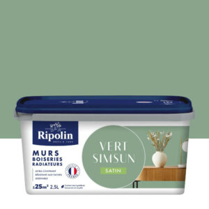 Peinture intérieur mur/boiserie/radiateur satiné, RIPOLIN, vert simsun, 2.5 litres