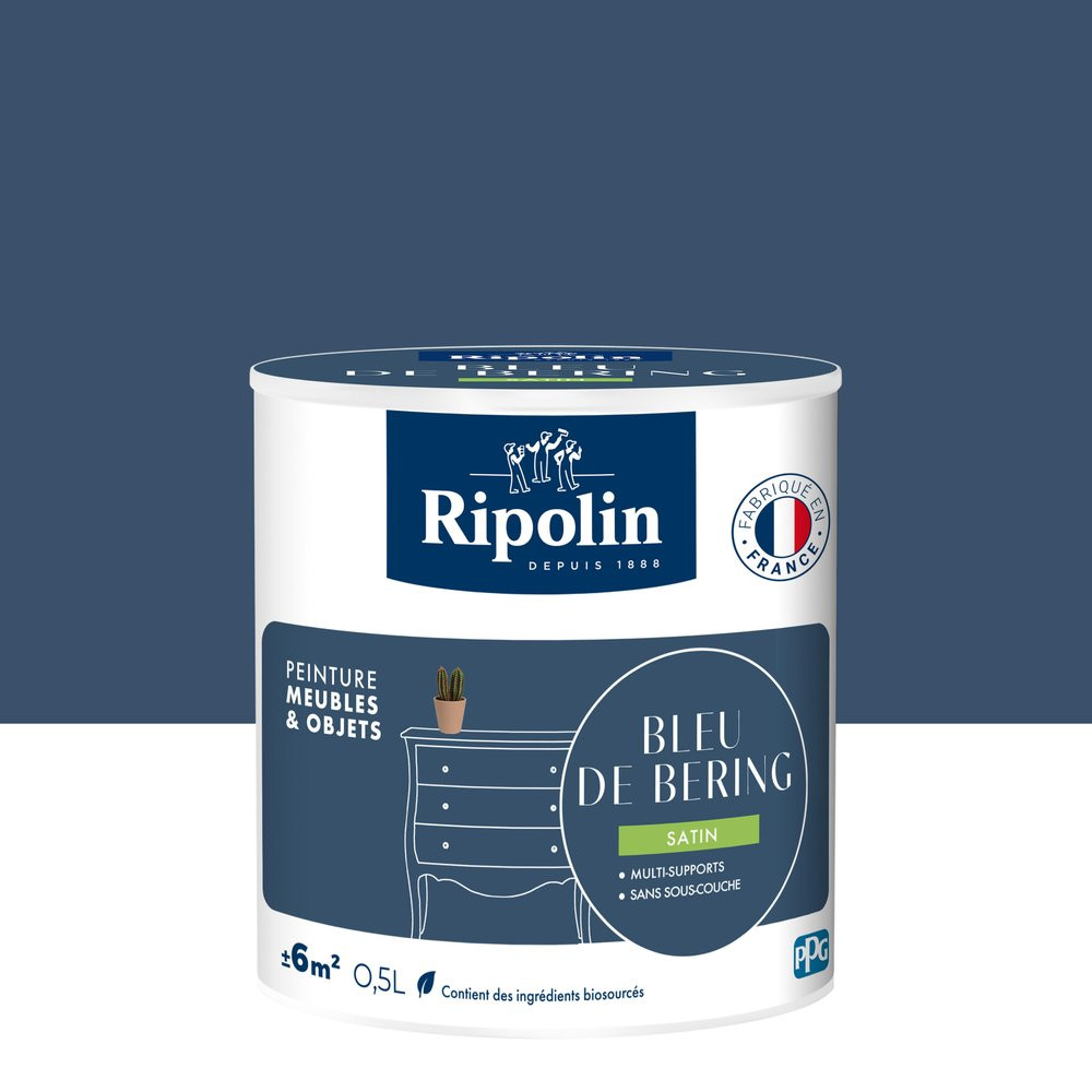 Peinture meuble et objet, RIPOLIN, bleu de bering 0.5l